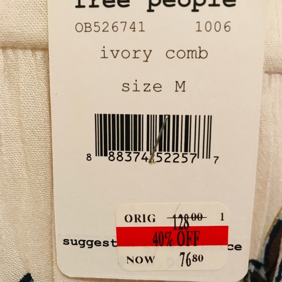 SOLD -Ivory Blue Gold Floral Print Boho Dress NWT - Picture 7 of 7